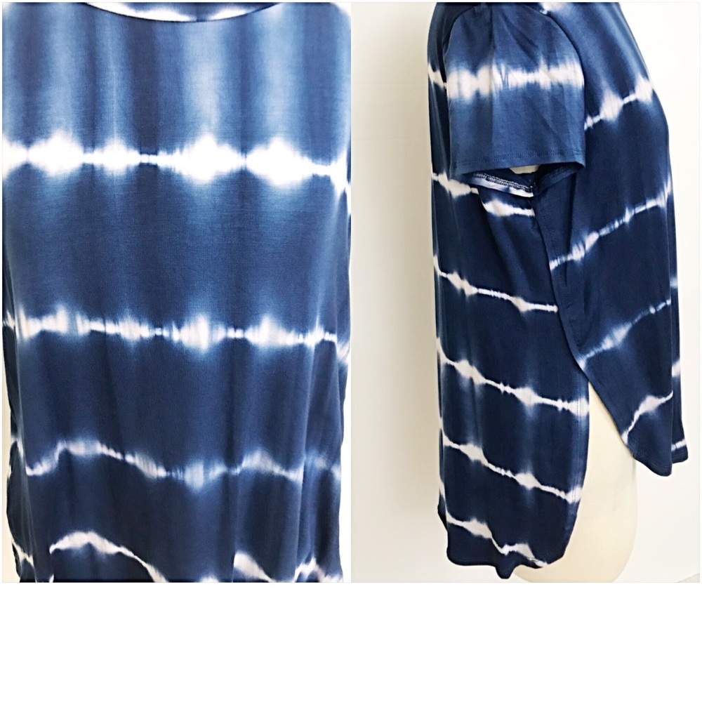 📍SALE Indigo TieDye Hi Low Tunic Top Tee SML - Picture 6 of 6